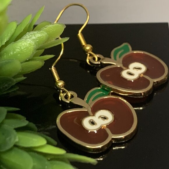 Apple Earring, Teacher Earring, Fruit Earring, Food Earring, Educator Earring - Picture 4 of 5